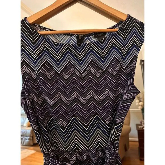 Ann Taylor‎ Size 2 Belted Shift Dress  Blue/Black - Picture 2 of 4